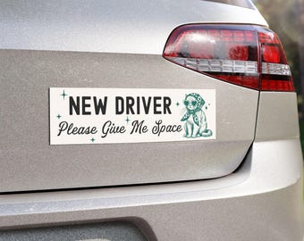 new driver decal please give me space new driver car magnet student driver sticker for new driver funny cat decal cute student driver magnet