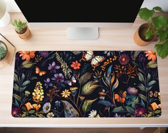 Floral Desk Mat Botanical Mouse Pad Vintage Desk Mat Wildflower Mousepad Nature Desk Decor Garden Desk Pad XL Mousepad Forestcore Aesthetic
