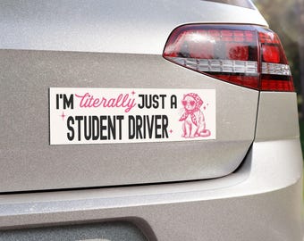 literally just a student driver car magnet student driver sticker for new driver funny cat decal cute student driver car magnet for daughter