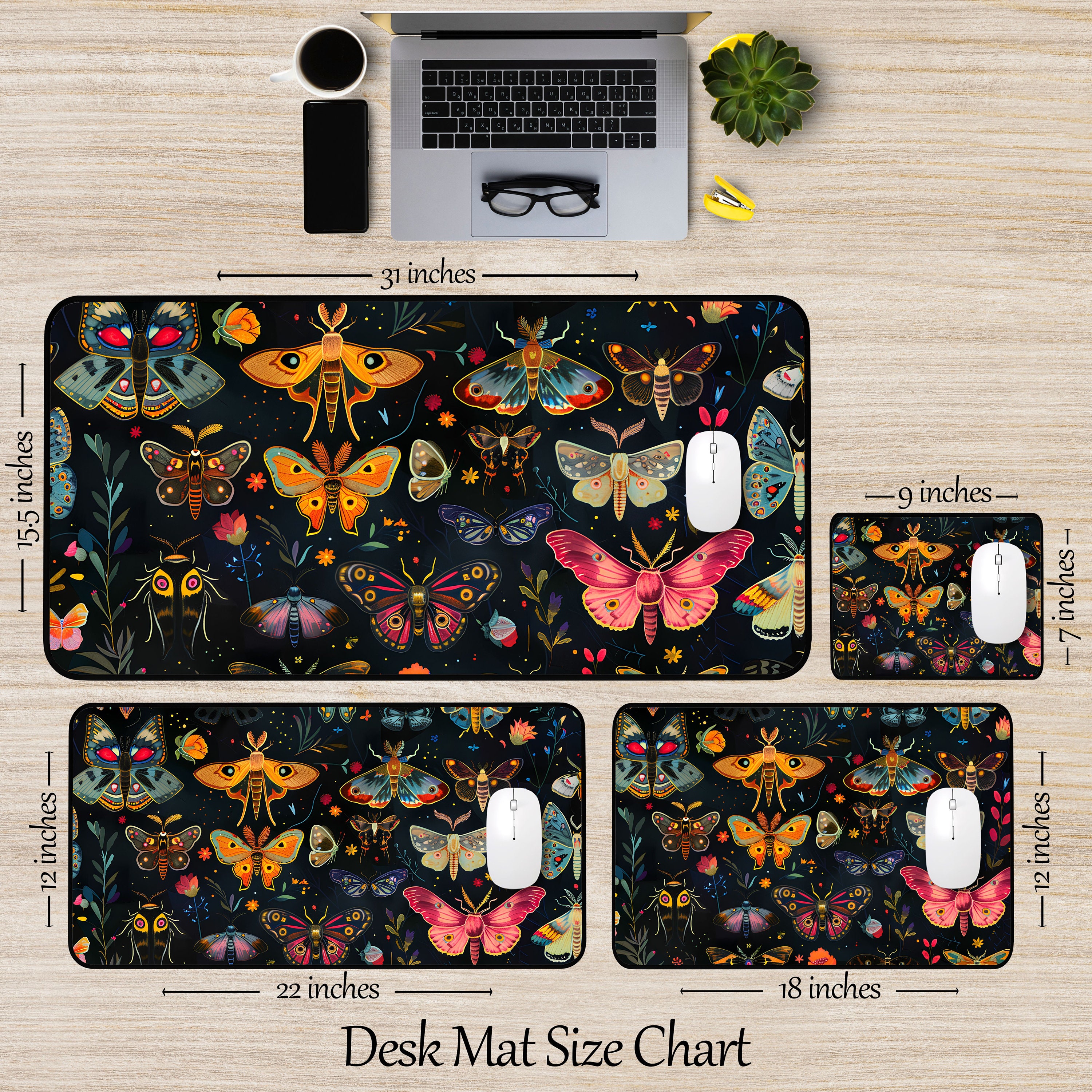 Insects Desk Mat Nature Desk Decor XL Mousepad Forestcore Desk Mat With ...