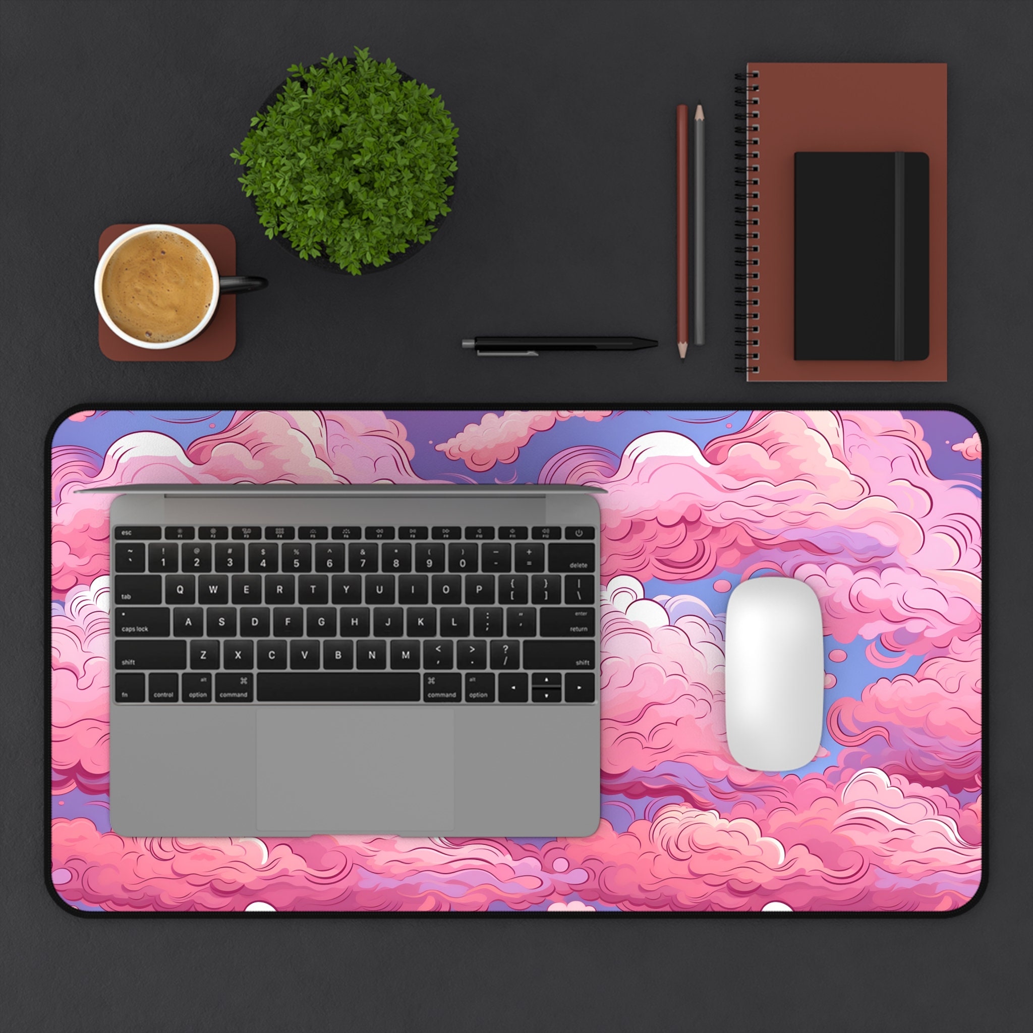 Pink Watercolor Desk Mat Pink Aesthetic Large Mousepad for Desk Cute ...