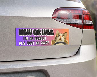 new driver bumper magnet new driver sticker new driver gift funny gift for new driver cat meme magnet nervous driver caution bumper sticker