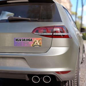new driver magnet funny student driver magnet cat bumper sticker funny car magnet gift for new driver funny cat driving cat meme sticker Bild 3