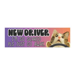 new driver magnet funny student driver magnet cat bumper sticker funny car magnet gift for new driver funny cat driving cat meme sticker Bild 4