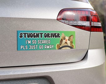 student driver magnet funny student driver magnet cat bumper sticker funny car magnet gift for new driver safe driver car decal cat driving