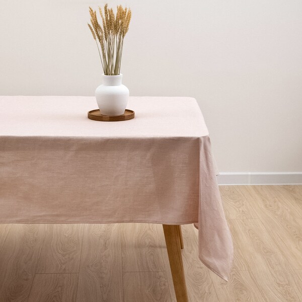 Nappe en lin rose, linge 100%, linge de cuisine, salle à manger rustique, coureur de table de ferme, décor de Noël, linge de table à manger, cadeau pour maman