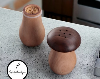 Wooden Mushroom Toothpick Holder, Table Decoration, Handcrafted Fun Home Decoration, Functional Utility, Premium Wooden Home, 1 Included