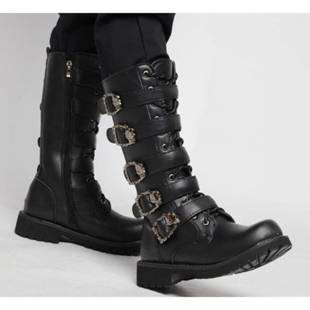 faux leather combat boots