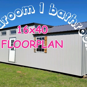 2 Bedroom 1 Bathroom with Side Entrance 16x40 Tiny House FLOORPLAN