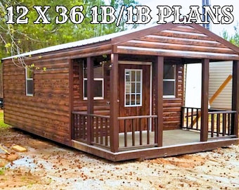 1 Bedroom 1 Bathroom with End Porch 12x36 Tiny House FLOORPLANS