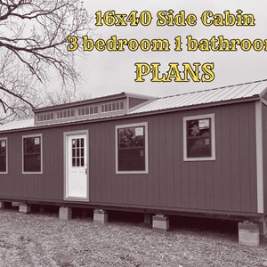 3 slaapkamers, 1 badkamer met zij-ingang 16x40 Tiny House-plattegrond