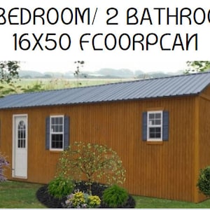 3 Bedroom 2 Bathroom with Side Entrance 16x50 Tiny House FLOORPLAN