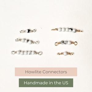 Gemstone Beaded Connector 14k GF | Howlite | Permanent Jewelry | Bulk Permanent Jewelry Supplies | Handmade Charm | Custom Connector Charm