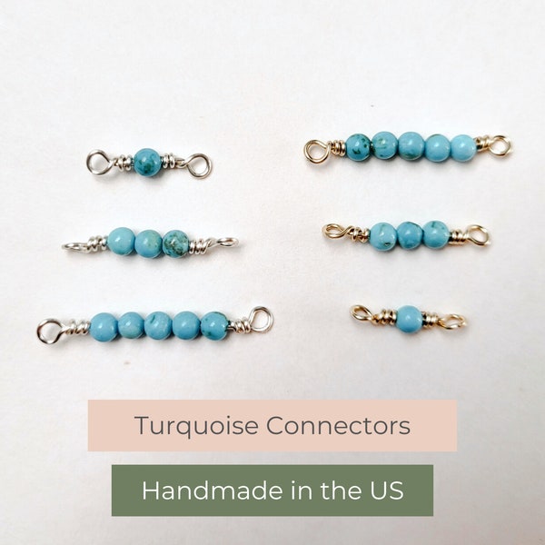 Gemstone Beaded Connector 14k GF | Turquoise | Permanent Jewelry | Bulk Permanent Jewelry Supplies | Handmade Charm | Custom Connector Charm