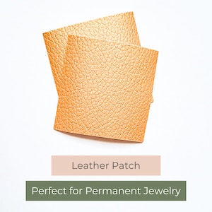 May include: Two pieces of orange leather, stacked on top of each other.  Leather Patch. Perfect for Permanent Jewelry.