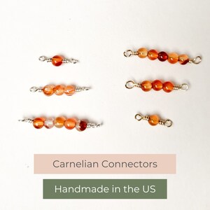 Gemstone Beaded Connector 14k GF | Carnelian | Permanent Jewelry | Bulk Permanent Jewelry Supplies | Handmade Charm | Custom Connector Charm
