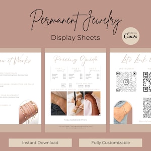 Permanent Schmuck Display Blätter | Permanent Schmuck Preis Display | Dauerhaftes Schmuck-Business | Permanentschmuck Starter Sheets