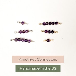 Gemstone Beaded Connector 14k GF | Amethyst | Permanent Jewelry | Bulk Permanent Jewelry Supplies | Handmade Charm | Custom Connector Charm