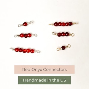 Gemstone Beaded Connector 14k GF | Red Onyx | Permanent Jewelry | Bulk Permanent Jewelry Supplies | Handmade Charm | Custom Connector Charm