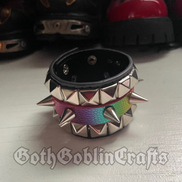 Goth Punk Rainbow Studded Spiked Cuff