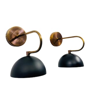 Customized Brass Diabolo Wall Sconce Pair: Mid-Century Modern Plug-In Light