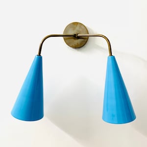 Customized Wall Sconce Brass Fixture Mid Century Brass Italian Diabolo Wall Sconce Light Fixture 2 Bulb Vanity Custom Wall Fixture Lighting.