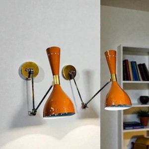 Mid Century Italienische Messing Wandleuchte Paar: Stilnovo Style Beleuchtung