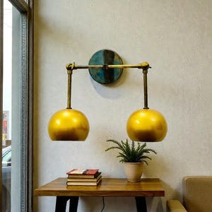 Custom Brass 2-Light Vanity Sconce - Mid-Century Bathroom Lighting