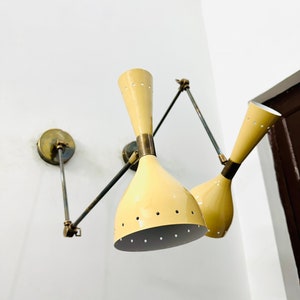 Customized Mid Century Brass Wall Sconce Lamp - Italian Stilnovo Lighting Pair Fixtures - Adjustable Lamp Reading Sconce Light for Decor