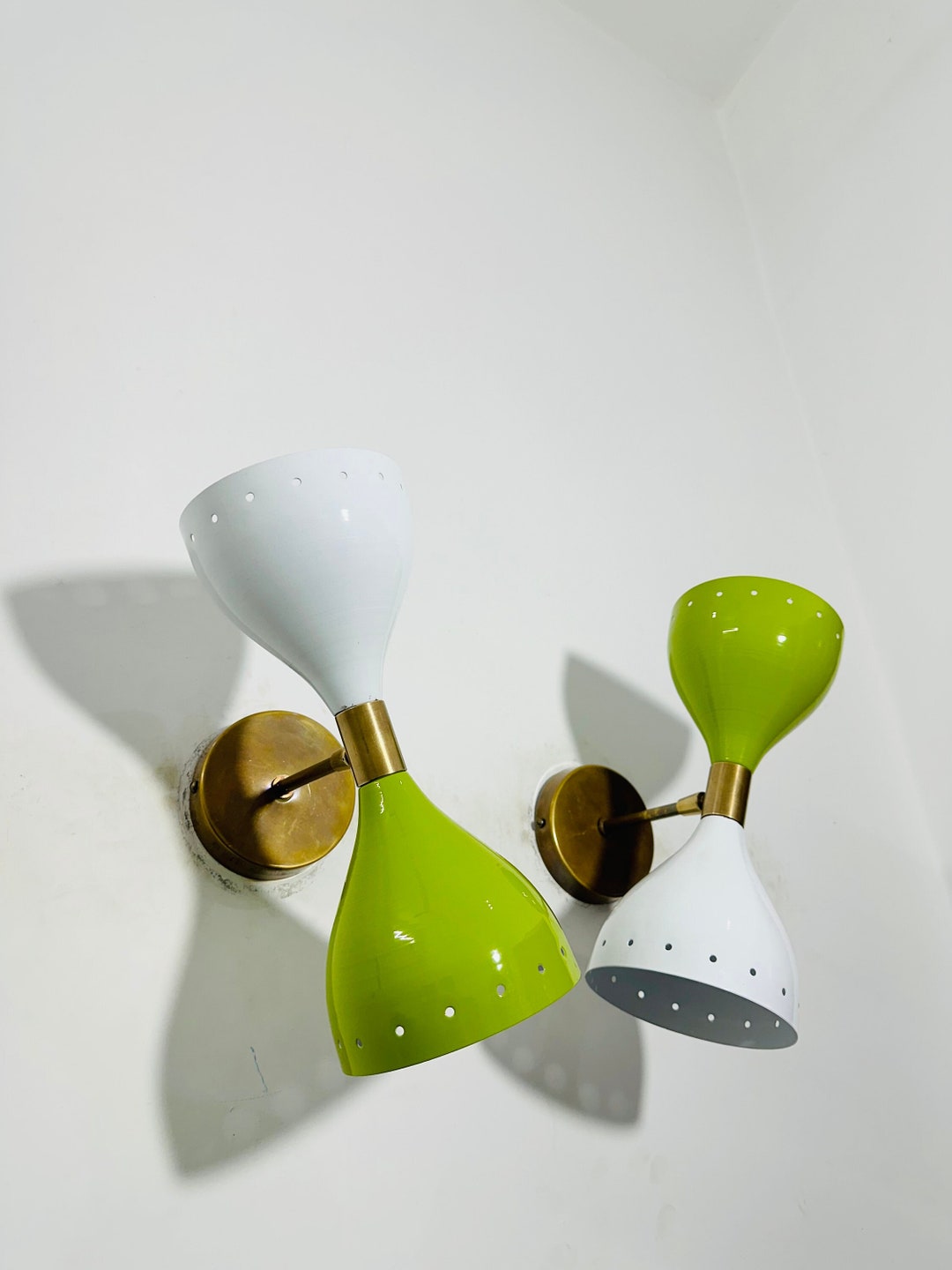 Mid Century Olive Green and White Wall Sconce Italian Lamp Wall Sconce ...