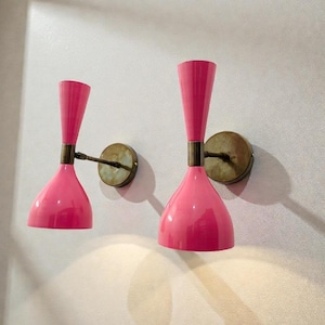 Handgefertigte Messing Wandlampe: Rosa Diabolo Light (2er Set)