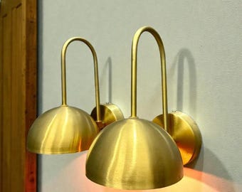 Messing Diabolo Wandleuchten Paar: Mid-Century Modern Steckleuchte