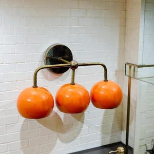 Mid Century Italian Brass Diabolo Wall Sconce - 3 Bulb Vanity Light