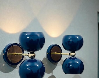 Brass Diabolo Wall Sconce Pair: Mid-Century Modern Italian Lighting