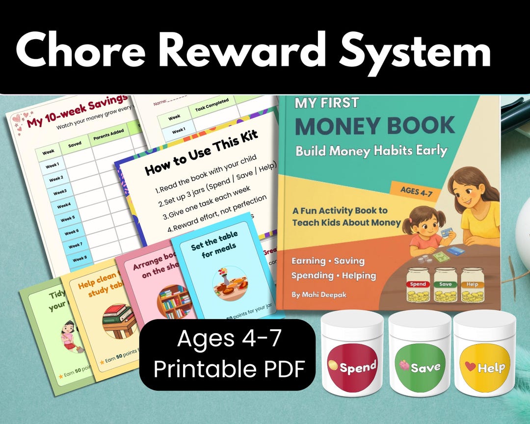 Kids Chore Reward System Printable | Money Saving Kit Ages 4-7 ...