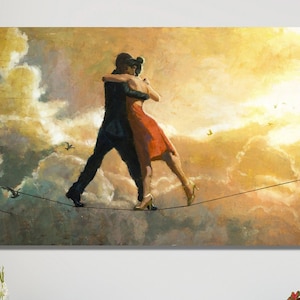 Tango Best Dancer Couple Canvas Wall Art Dancing Under The Rain Print Dancing Canvas Artworks Dancing Painting Canvas Art