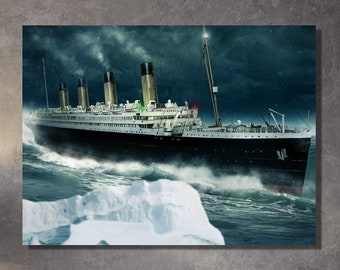 Arte de pared en lienzo del Titanic, decoración en lienzo del Titanic, impresión personalizada del barco Titanic, póster del Titanic, decoración de pared del Titanic, recuerdos del barco Titanic