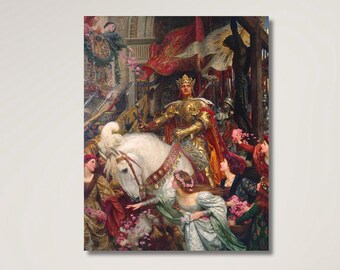 Frank Dicksee : Les deux couronnes (1900), impression d'art mural sur toile tendue ou encadrée remasterisée numériquement (D6045)