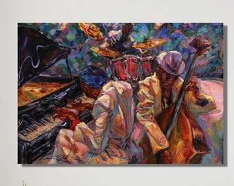 Jazz Painting On Canvas, Canvas Art Print, Dancing Wall Art, Night and Music Wall Art, Jazz Club Painting, Jazz Poster, Home Wall Decor