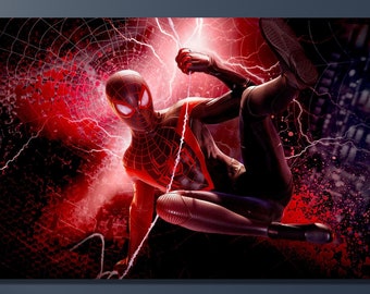 Miles Morales SpiderMan Wall Art / Into the Spiderman Verse Wall Decor / Spider-Man Modern Hand Made Arts / Across the Spider-man CANVAS