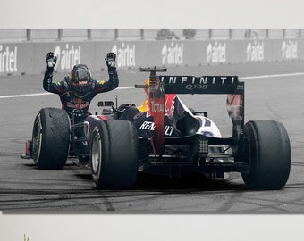 Sebastian Vettel Canvas Wall Art, Sebastian Vettel Poster, Formula One, Man Cave Decors Gift For Him, Formula 1 Vettel Modern Painting