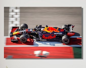 Max Verstappen Finish Line Canvas, Max Verstappen Wall Art, Red Bull Racing Modern Painting, Formula One F1 Grand Prix  Poster & CANVAS