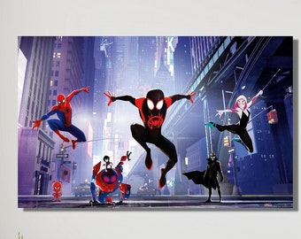 Spider-Man Wand Kunst Druck / In the Spiderman Verse Wanddekoration / Kinderzimmer Wanddeko/Across the Spiderman Wandkunst CANVAS Art