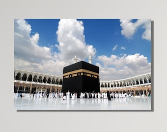 Kaaba Canvas Wall Art Islamic Poster Arabic Calligraphy Islamic Wall Decor Kaaba Home and Office Wall Decors Mekka Arabic Wall Decor
