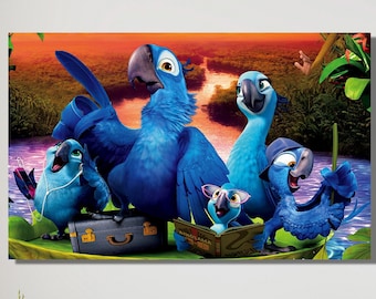 Rio Parrot Canvas, Animation Rio Canvas Print Art, Rio Wall art,Cartoon Wall Decoration Art,Game Room, Animation Wall Art, Animation Poster