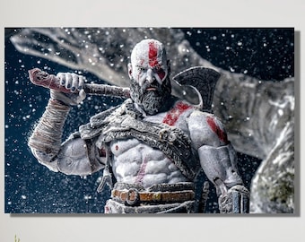 God Of War Leinwand Wandkunst - Kratos Leinwanddruck - God Of War Poster Druck - Kratos Wandkunst Poster - God Of War CANVAS Art