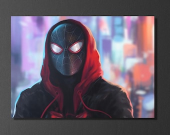 Miles Morales SpiderMan Wall Art / Into the Spiderman Verse Modern Wall Decor / Spider-Man Poster / Across the Spider-man CANVAS