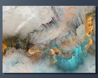 Abstracte levendige stroom artwork canvas muurkunst, mistige wolken poster print kunst, astraal, mysterieuze mistige hemel poster canvas canvas