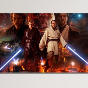 Anakin Poster, Anakin vs Obi CANVAS, StarWars Poster Anakin Skywalker Wall Art, Clone Wars Darth Vader Luke Skywalker Obi Wan Kenobi CANVAS