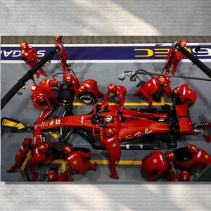 Sebastian Vettel Pit Stop Canvas Wall Art Poster Print - Grand Prix Formula 1 Wall Art - F1 Fan Gift -Sebastian Vettel Fans Gift Print